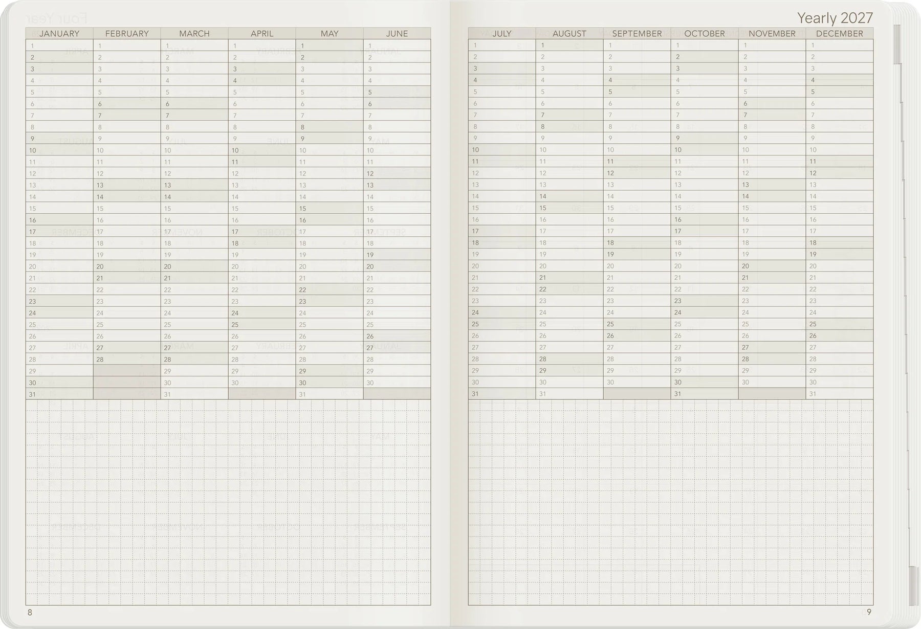 Wonderland22 2027 A5 Weekly Planner - Core - Unstacked Weekends