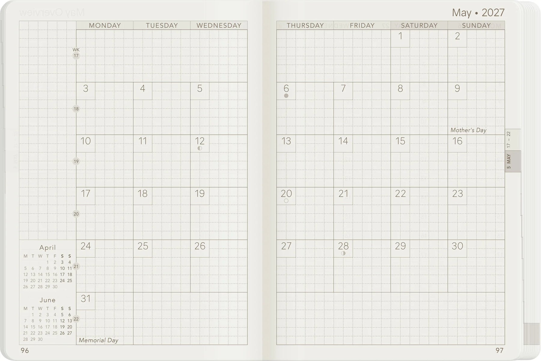 Wonderland22 2027 A6 Weekly Planner - Core - Stacked Weekends