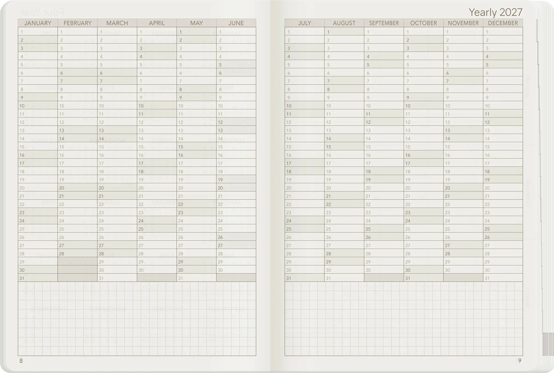 Wonderland22 2027 B6 Weekly Planner - Core - Stacked Weekends