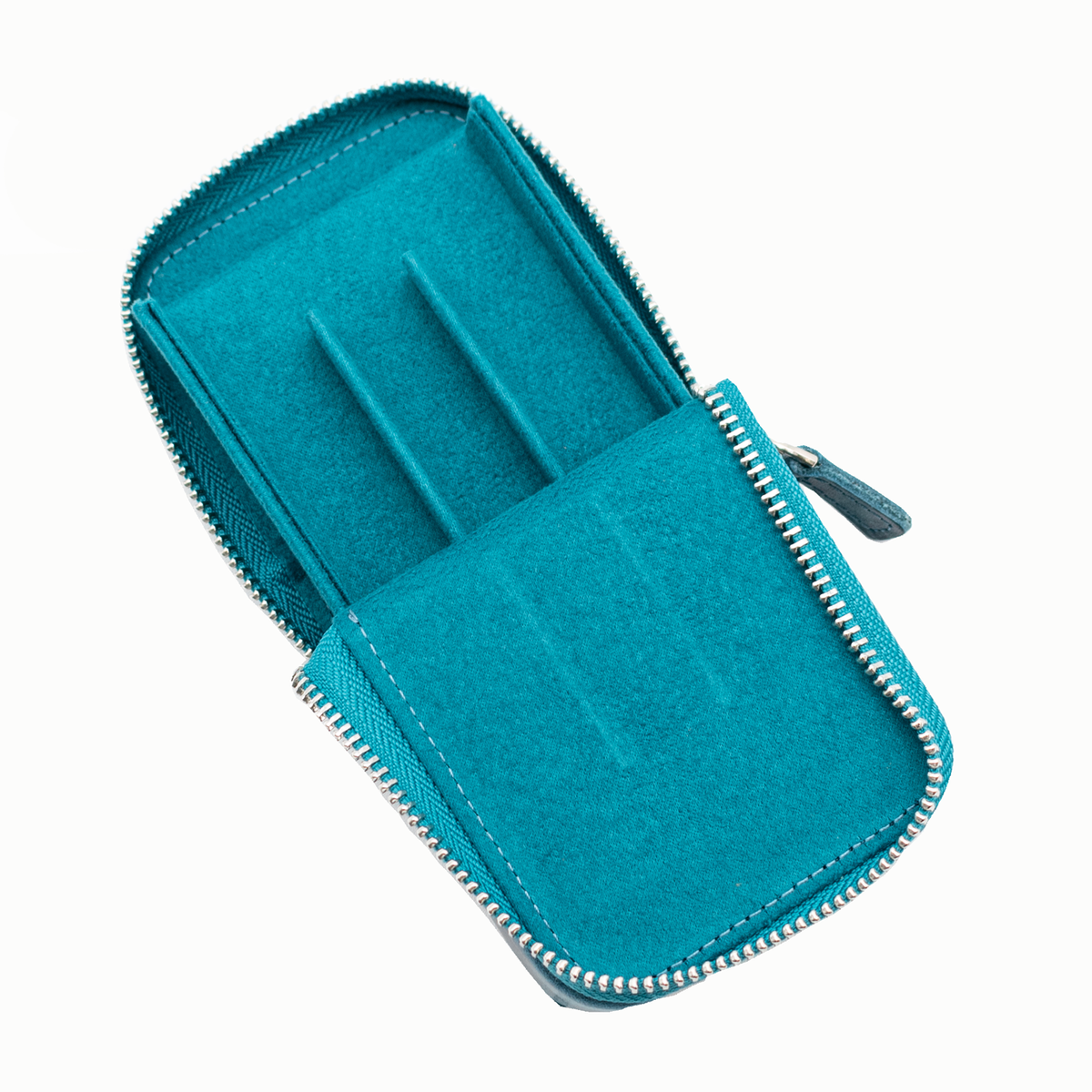 Galen Leather Co. Zipper Magnum Opus 3 Slot Hard Pen Case - Ocean Blue
