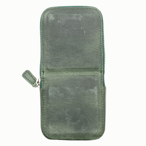 Galen Leather Co. Zipper Magnum Opus 3 Slot Hard Pen Case -Crazy Horse Green