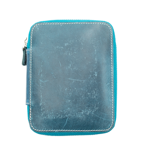 Galen Leather Co. Zippered Collector Pen Case for 14 Kawecos - Crazy Horse Ocean