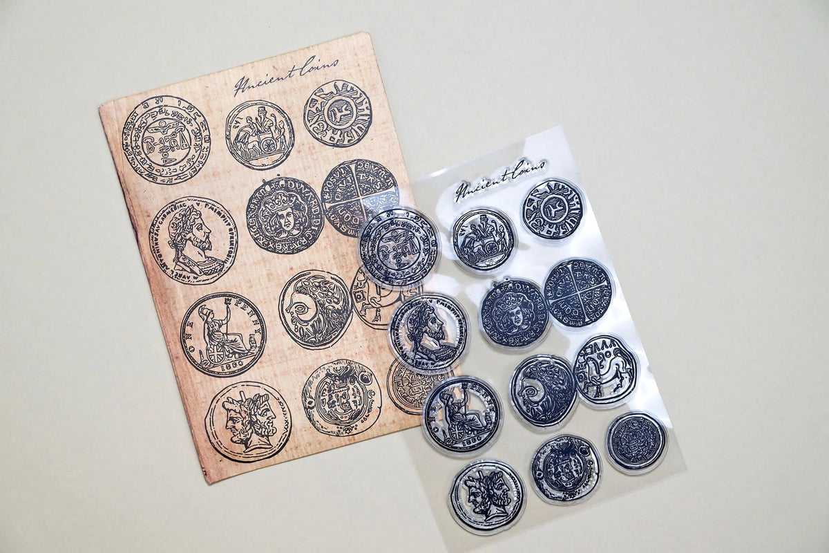 CoraCreaCrafts - Ancient Coins Clear Stamp