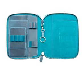 Galen Leather Co. Zippered A5 Notebook Folio - Crazy Horse Ocean