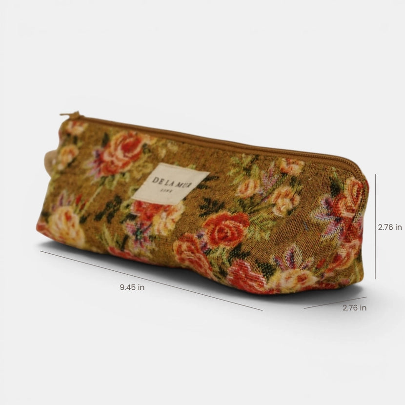 De La Mur Line US Inc. - Floral Jacquard Pencil Case - Mustard & Red