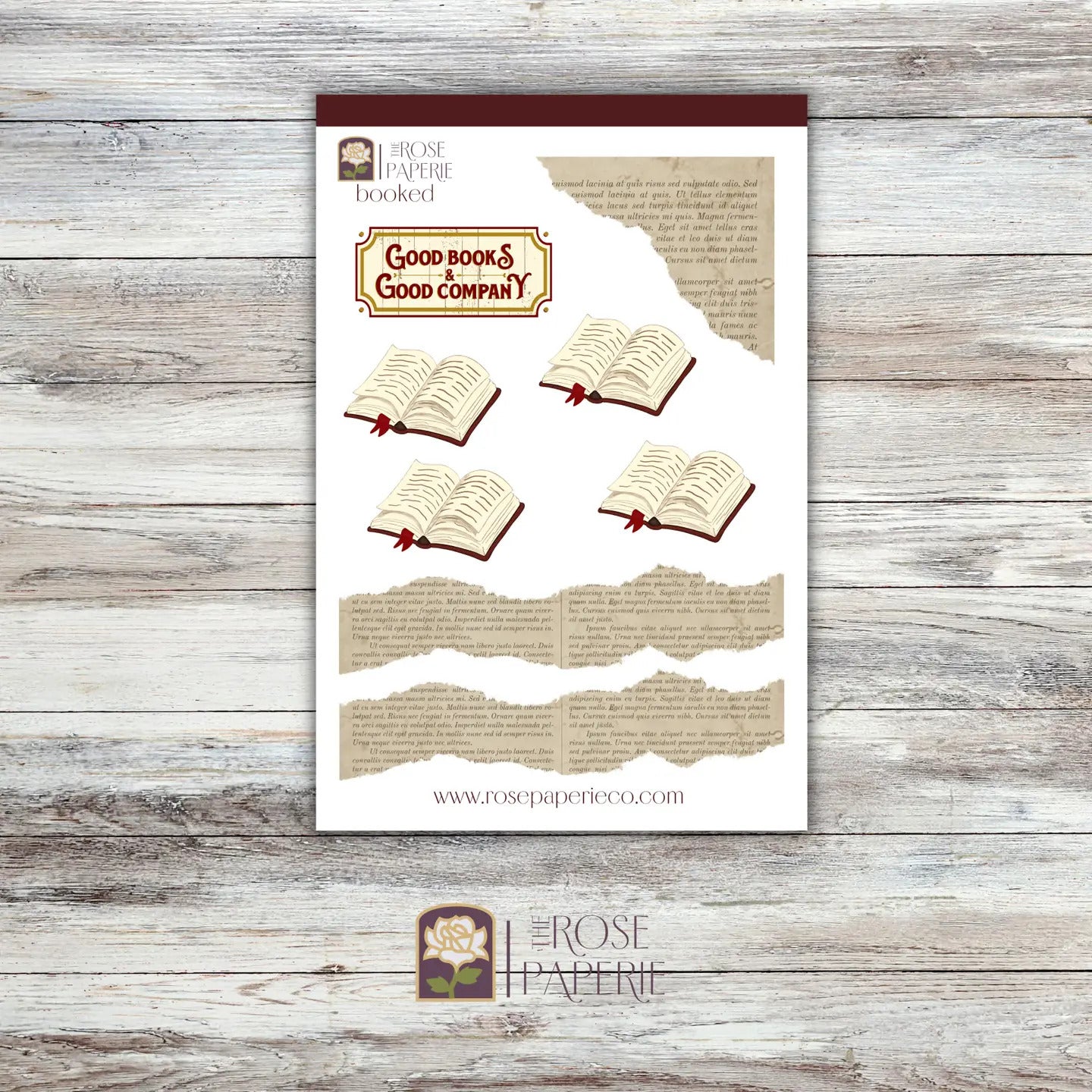 Rose Paperie - Bibliophile Vintage Books Sticker Sheet