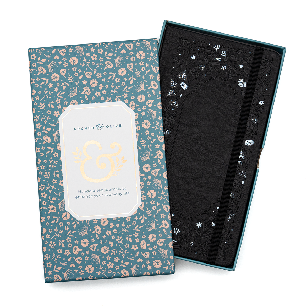 Archer & Olive - Midnight Floral Dot Grid Notebook - TN