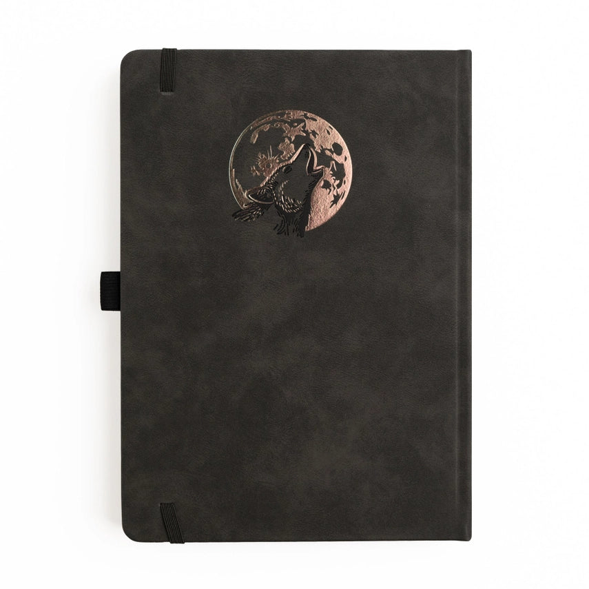 Archer & Olive - Black Dot Grid Notebook - Wolf in the Night A5
