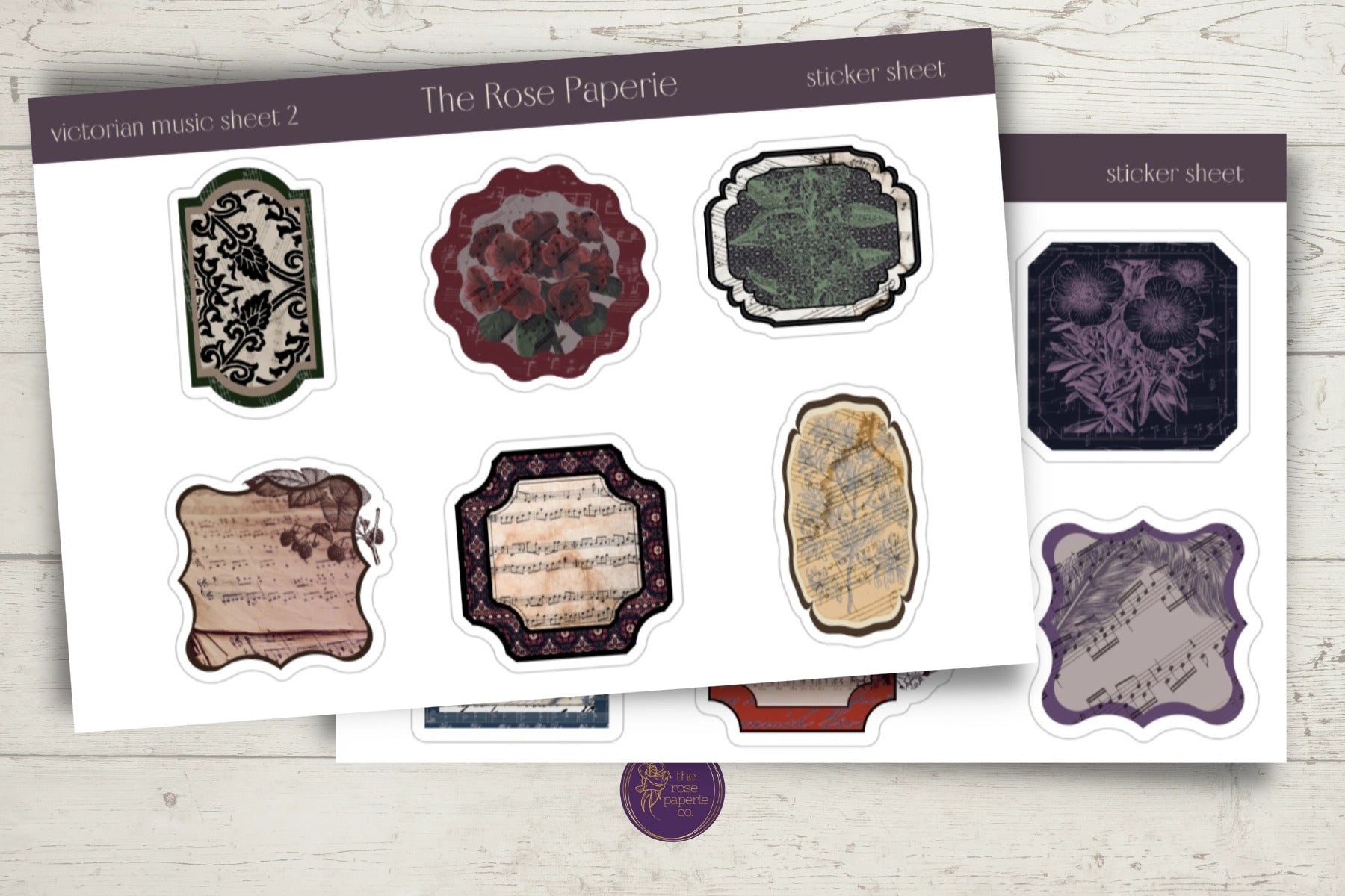 Rose Paperie - Victorian Music Sticker Sheet Set