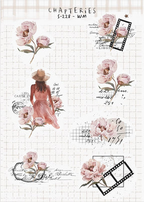 Chapteries - Pink Peony Sticker Sheet Set