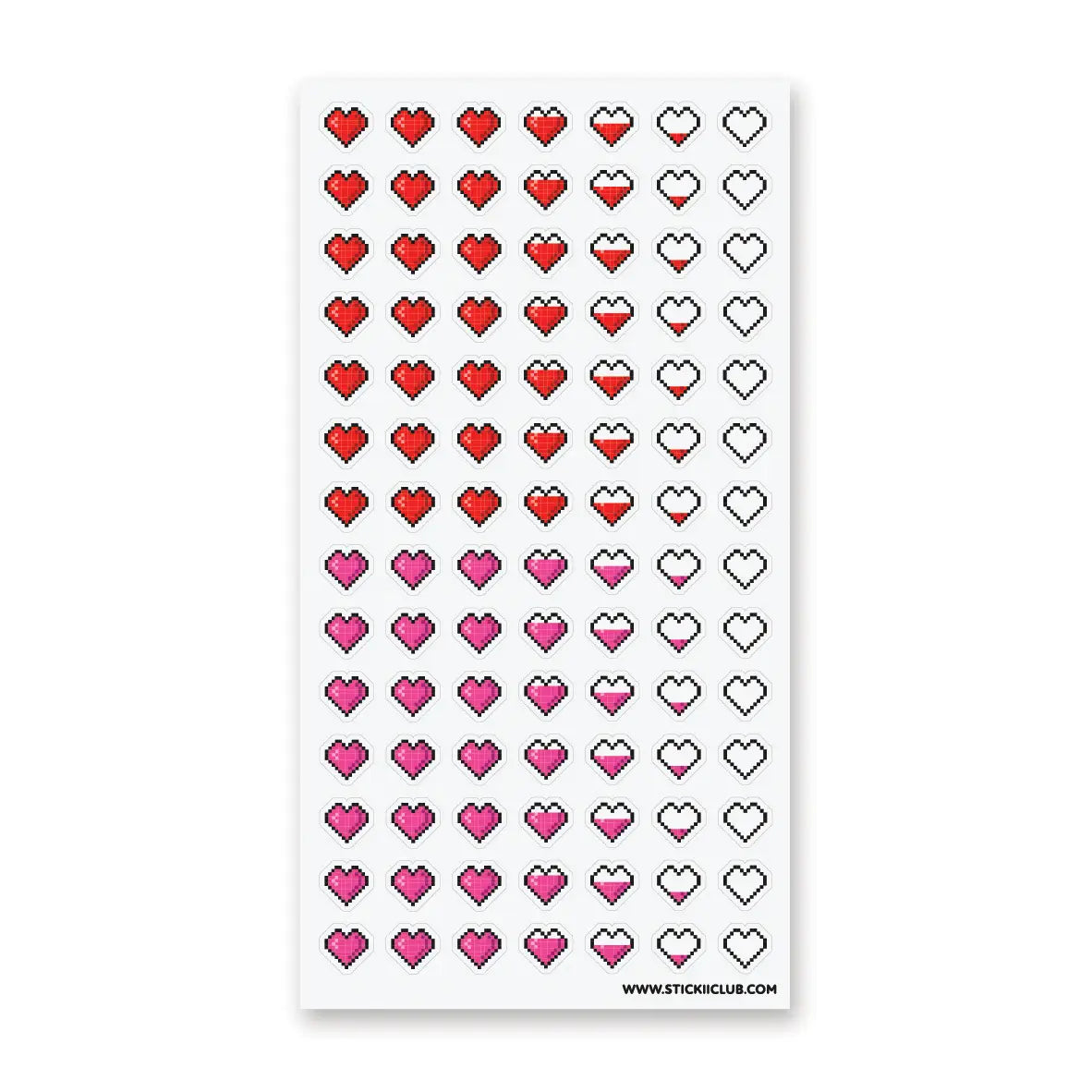 STICKII Sticker Sheet - Pixel Hearts