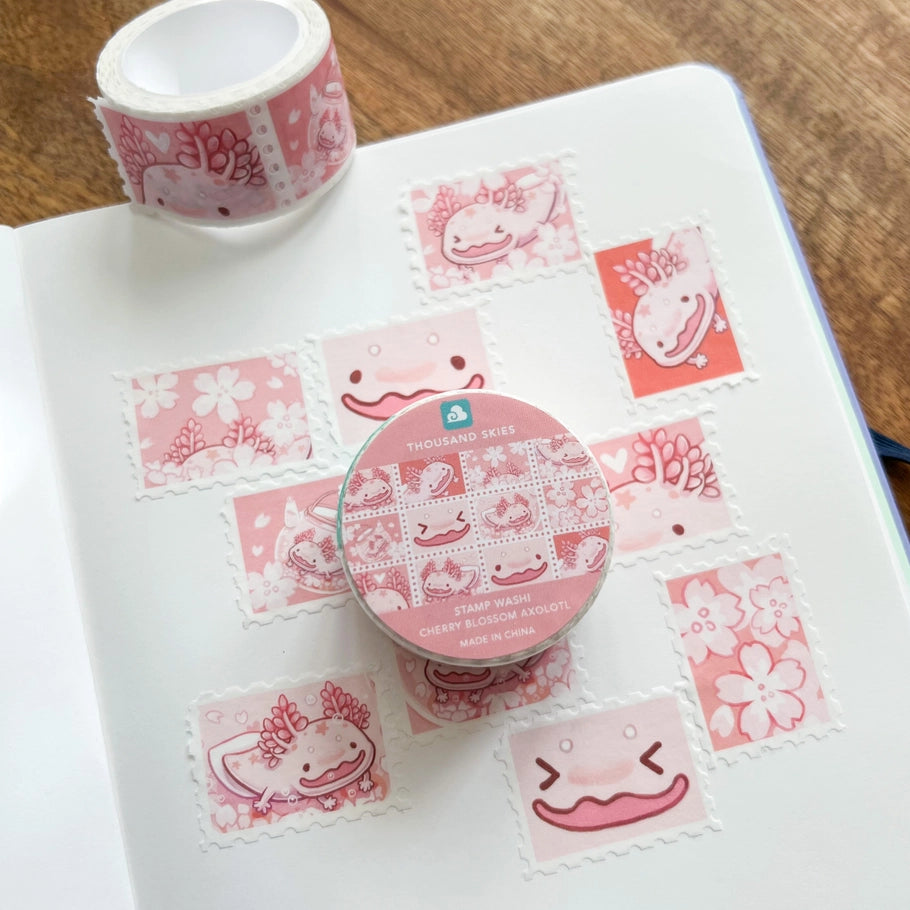 Thousand Skies - Washi Tape  - Cherry Blossom Axolotl