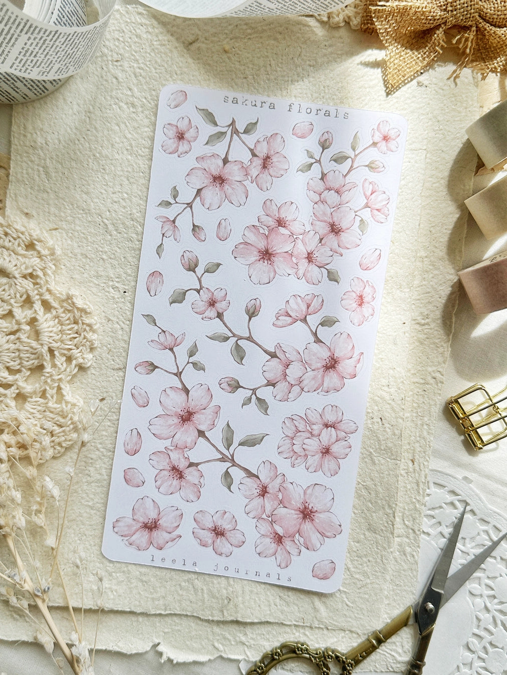 Leelajournals Pink Sakura Cutouts Sticker Sheet