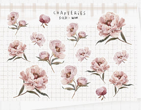 Chapteries - Pink Peony Sticker Sheet Set