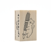 Beverly - Cat and Fountain Pen Wooden Stamp