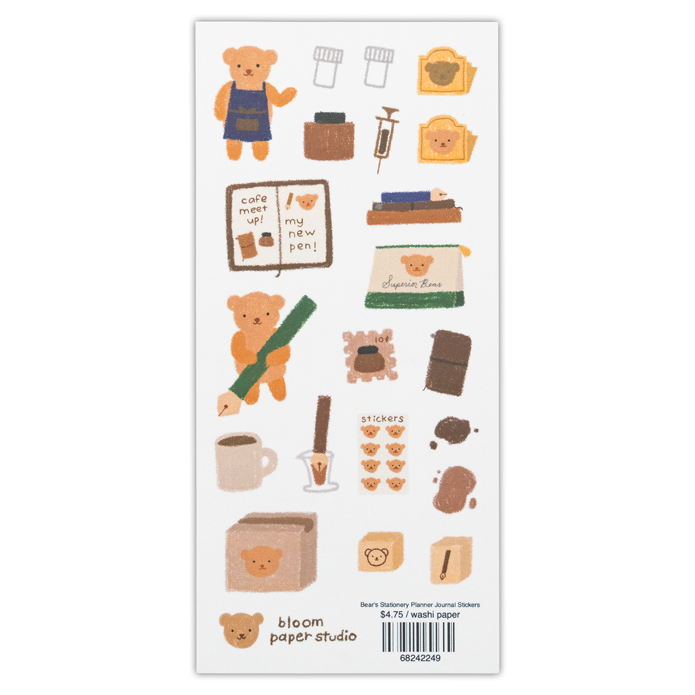 Bloom Paper Studio - Sticker - Bear's Stationery Planner Journal