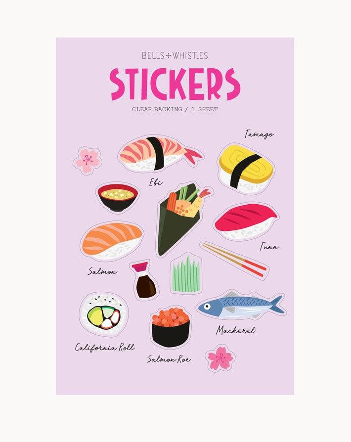 Girl of All Work - Bells & Whistles Stickers Clear Backed  - Sushi
