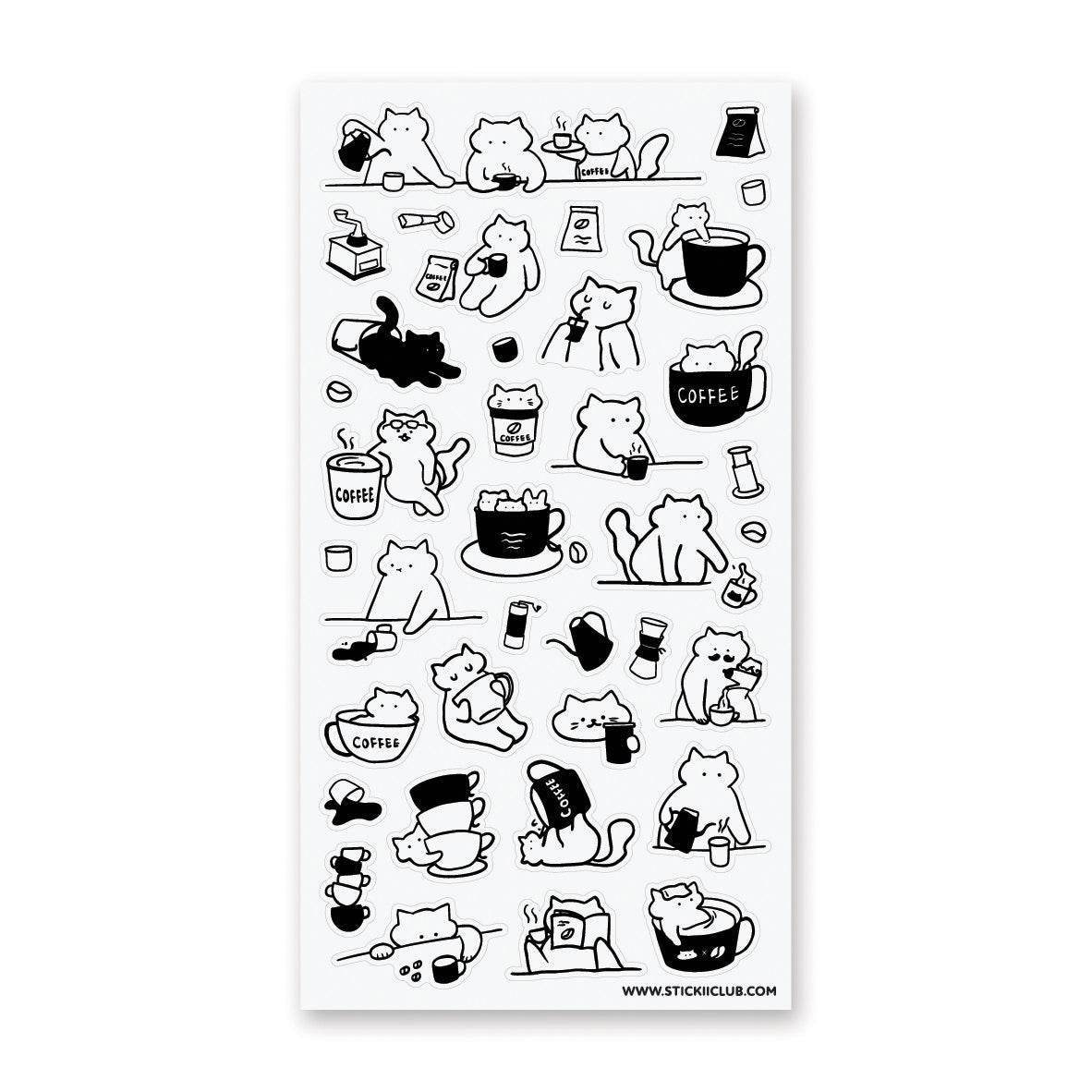 STICKII Sticker Sheet - Caffeine Cats 1