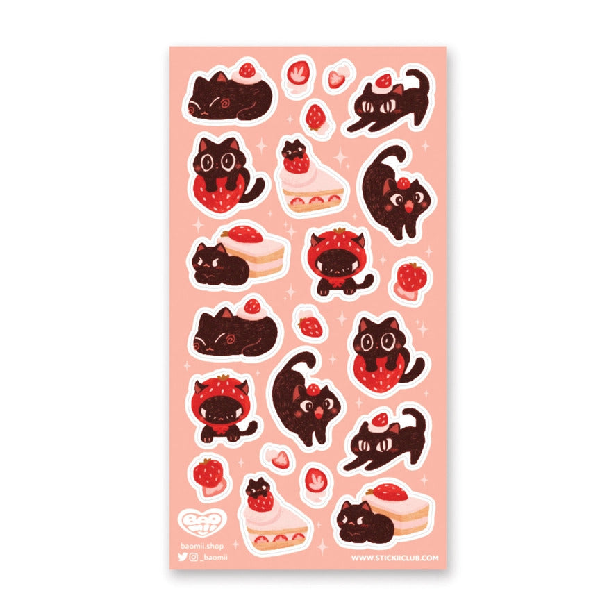 STICKII Sticker Sheet -  Strawberry Kitty