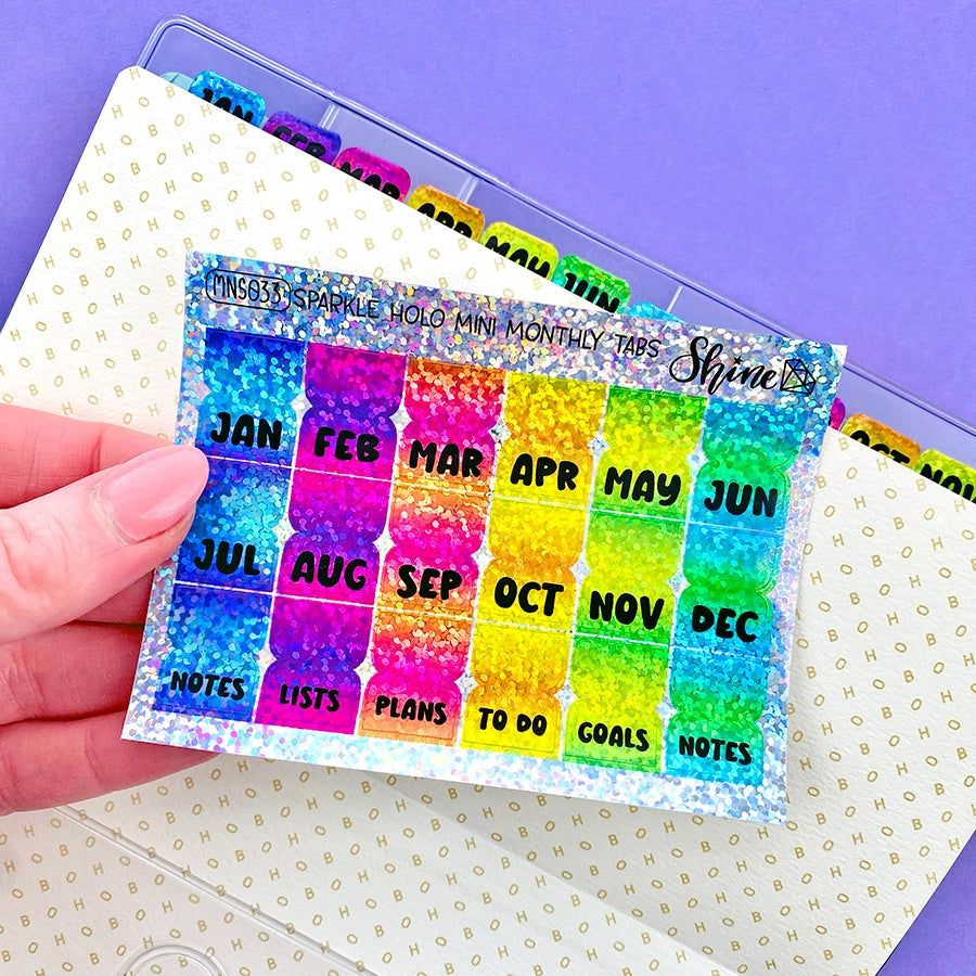 Shine Sticker Studio - Rainbow Holo Sparkle Foil Mini Monthly Tabs