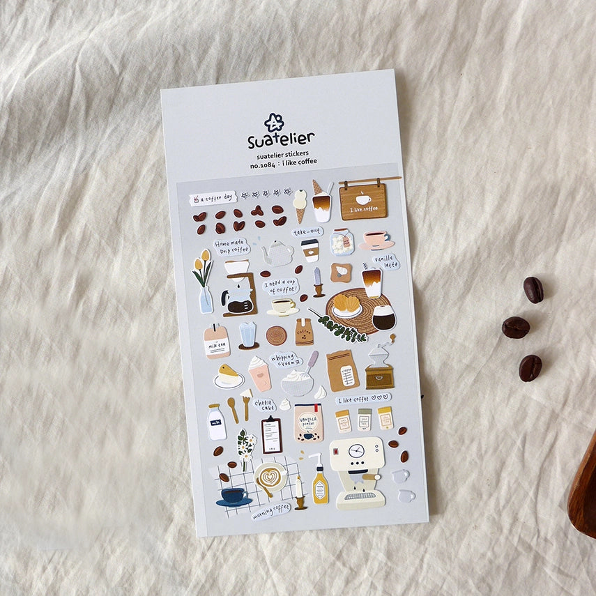 Suatelier Design - Sticker Sheet - I Like Coffee
