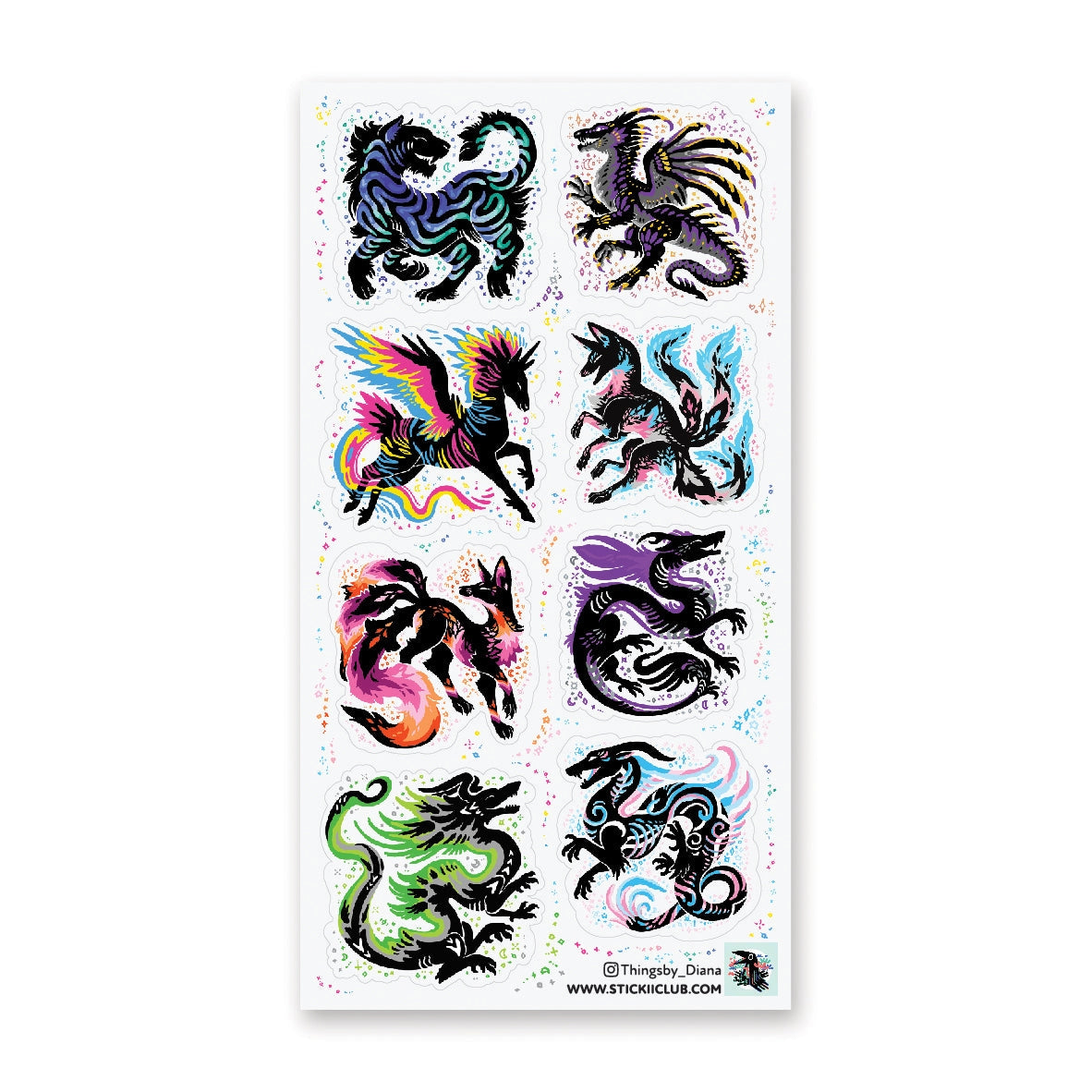 STICKII Sticker Sheet - Chromatic Mythic Beasts