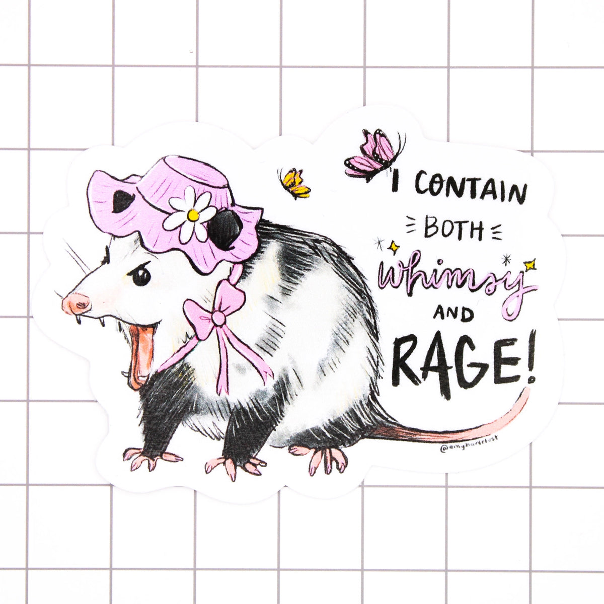 Amy Hartelust Art & Illustration - Vinyl Sticker - Whimsy and Rage Possum
