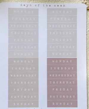 Leelajournals Journaling Sticker Sheet - Squared Weekly Headers Without Border