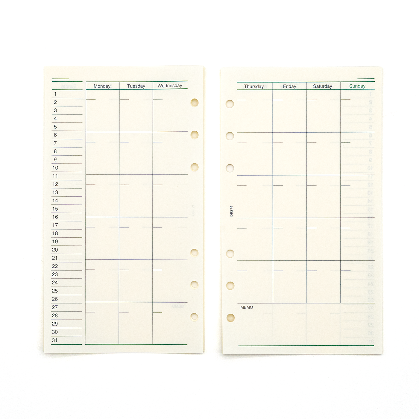 Raymay Davinci Note Bible Size Refill - Monthly Schedule