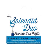 Ooly Splendid Duo Fountain Pen Cartridges - Black and Blue