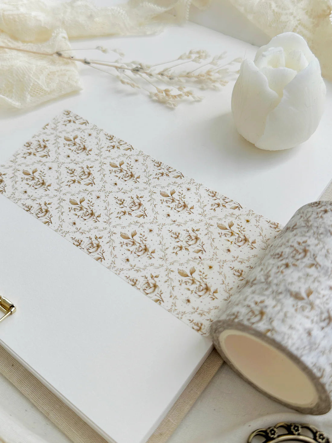 Leelajournals - Ivory Rose Trellis Washi Tape