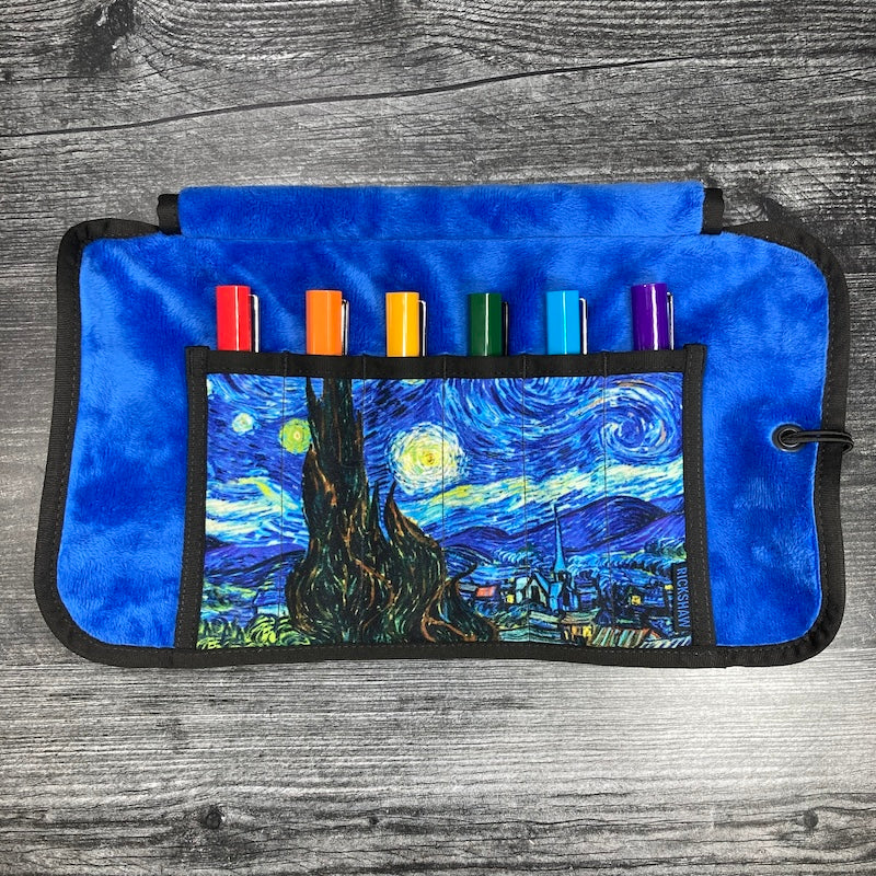 Rickshaw 6 Pen Roll With Flaps - Van Gogh Starry Night