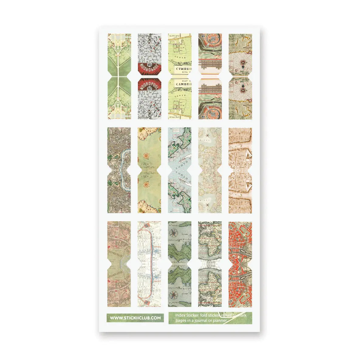 STICKII Sticker Sheet -  Vintage Map Tabs