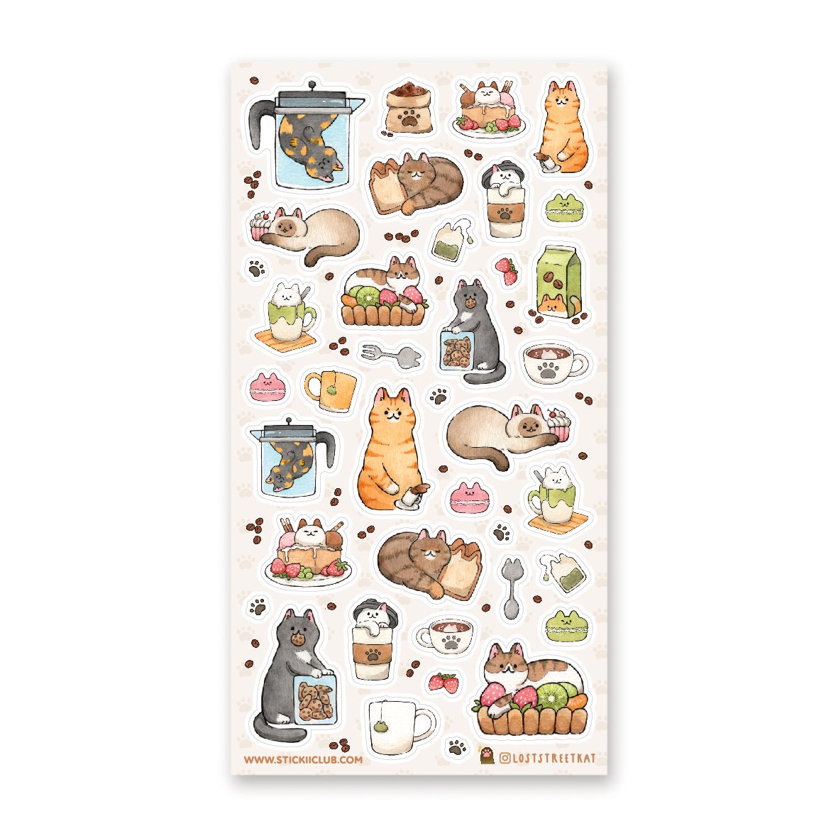 STICKII Sticker Sheet - Cat Cafe Treats