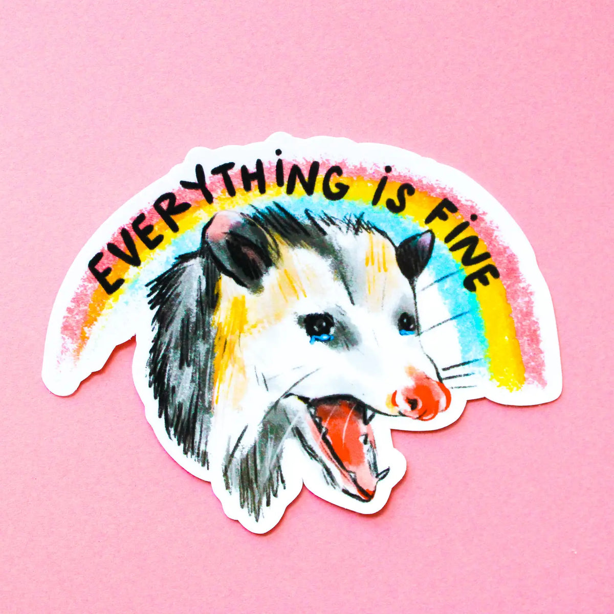 Amy Hartelust Art & Illustration - Vinyl Sticker - Everything is Fine Possum