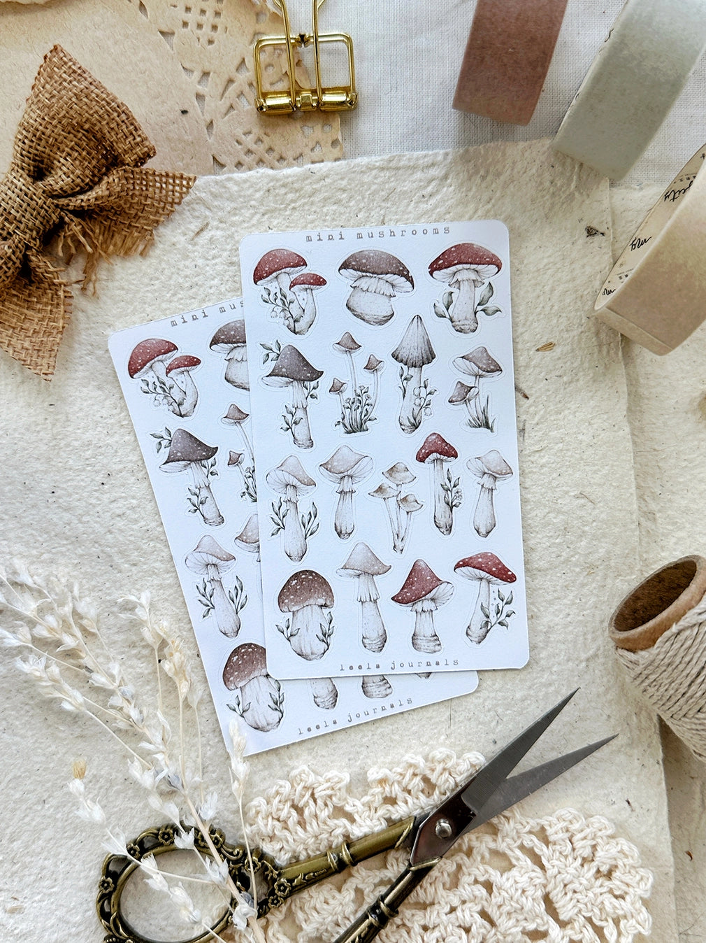 Leelajournals Mini Mushrooms Sticker Sheet