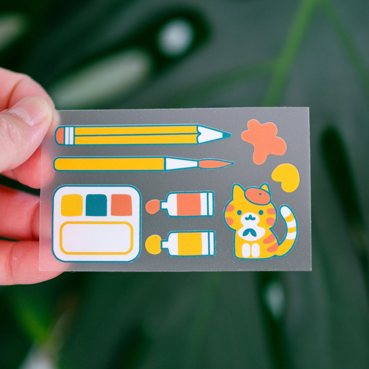 Thousand Skies - Artsy Orange Cat Vinyl Transparent Sticker