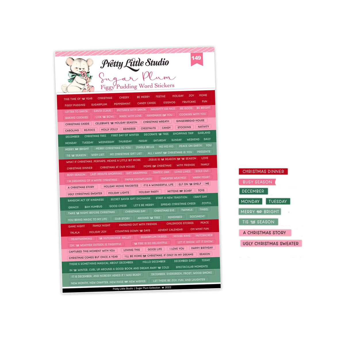 Pretty Little Studio - Figgy Pudding Word Stickers Christmas