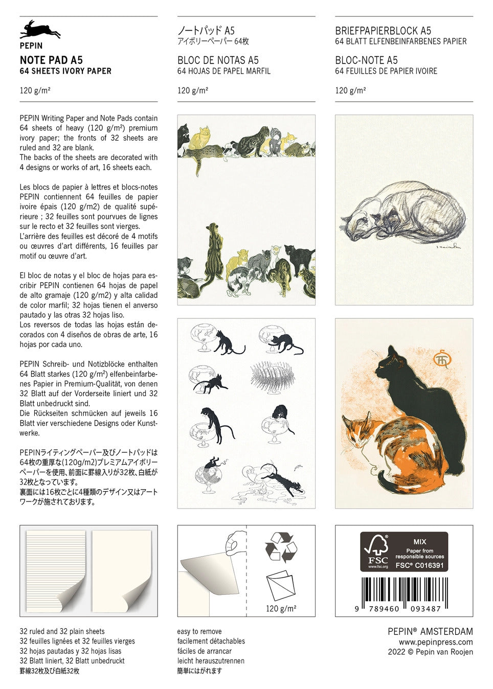 Pepin Notepad A5 - Steinlen Cats
