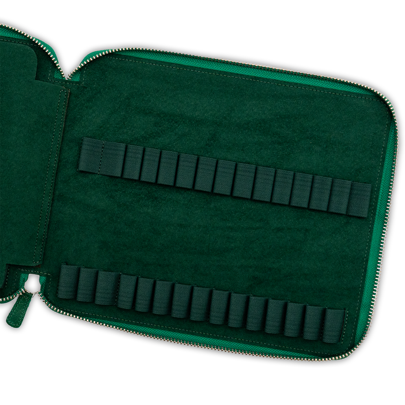 Galen Leather Co. Zippered Collector Pen Case for 60 Kawecos - Vivianite Green