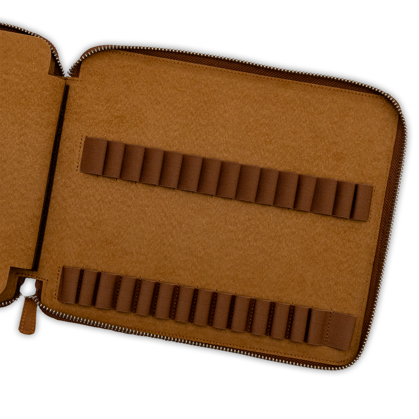 Galen Leather Co. Zippered Collector Pen Case for 60 Kawecos - Crazy Horse Brown