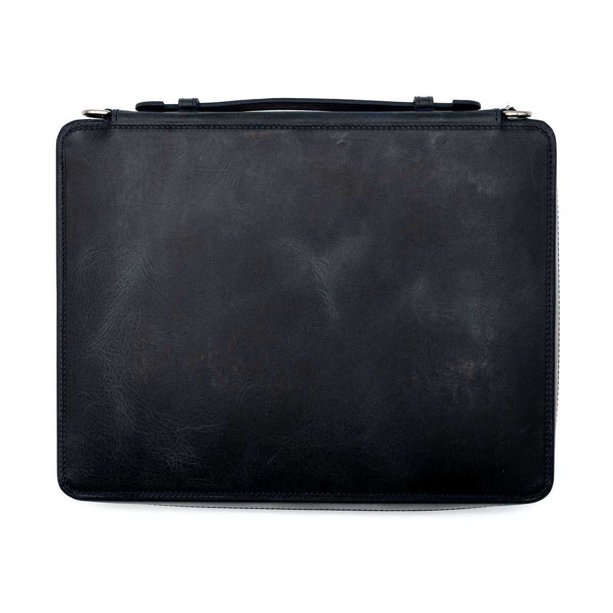 Galen Leather Co. Leather Compendium Bag - A4 Zippered Folio Organizer - Crazy Horse Navy