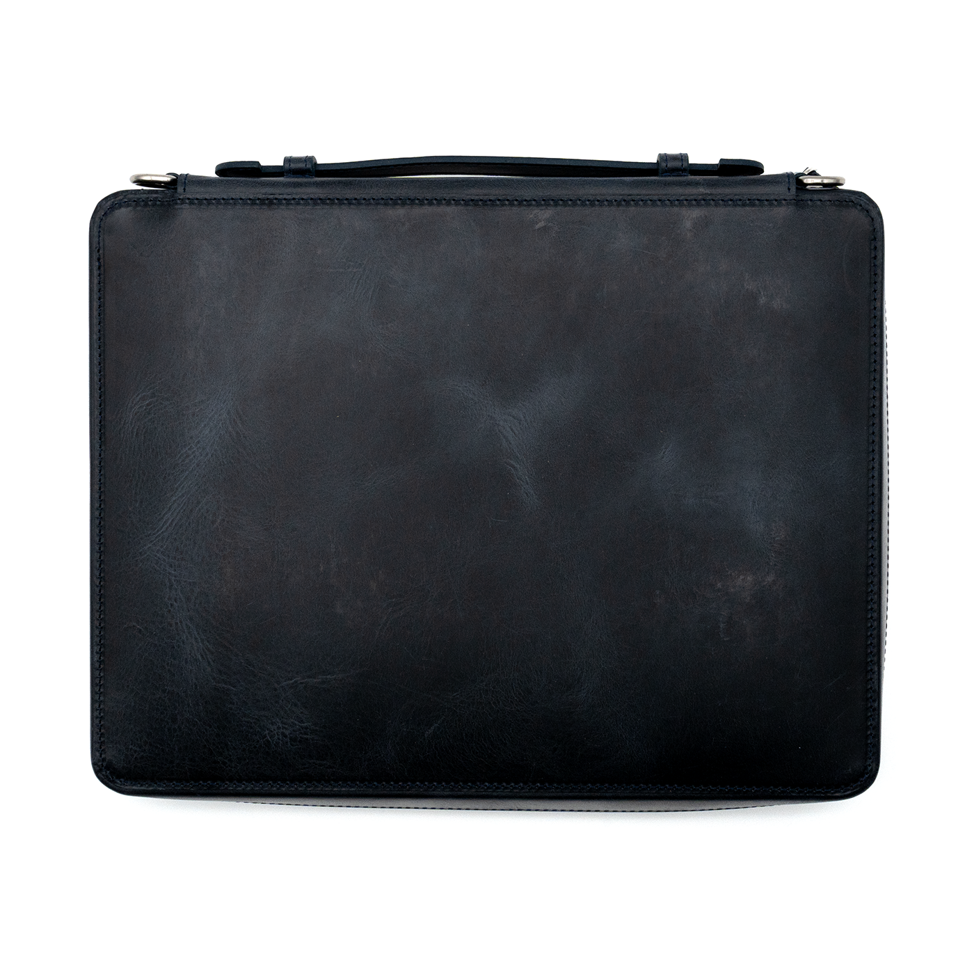 Galen Leather Co. Leather Compendium Bag - A4 Zippered Folio Organizer - Crazy Horse Navy
