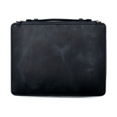 Galen Leather Co. Leather Compendium Bag - A4 Zippered Folio Organizer - Crazy Horse Navy