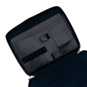 Galen Leather Co. Leather Compendium Bag - A4 Zippered Folio Organizer - Crazy Horse Navy