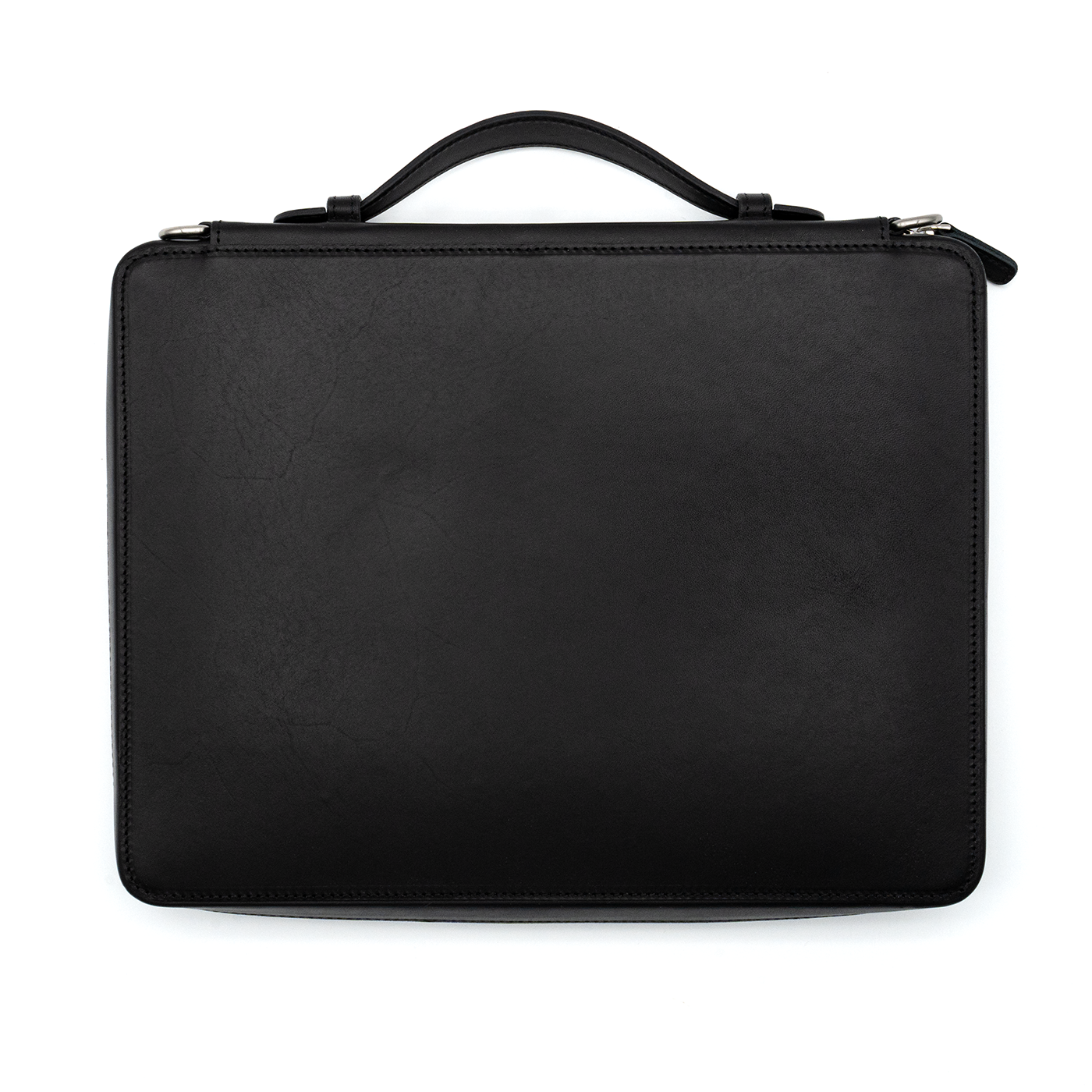 Galen Leather Co. Leather Compendium Bag - A4 Zippered Folio Organizer - Black