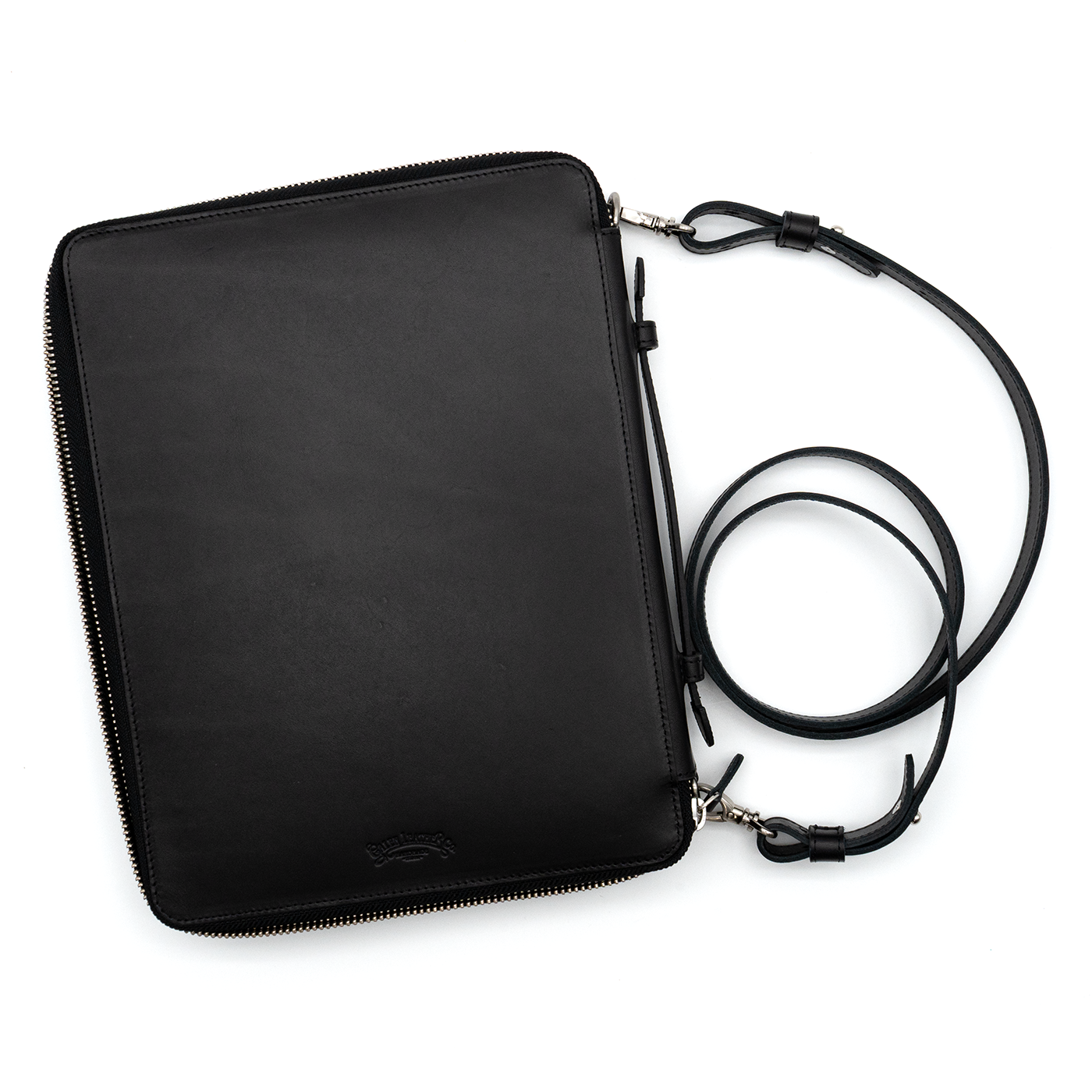 Galen Leather Co. Leather Compendium Bag - A4 Zippered Folio Organizer - Black