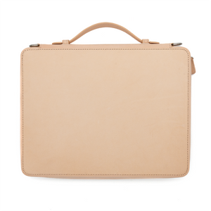 Galen Leather Co. Leather Compendium Bag - A4 Zippered Folio Organizer - Undyed