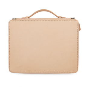 Galen Leather Co. Leather Compendium Bag - A4 Zippered Folio Organizer - Undyed