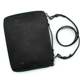 Galen Leather Co. Leather Compendium Bag - A4 Zippered Folio Organizer - Crazy Horse Green